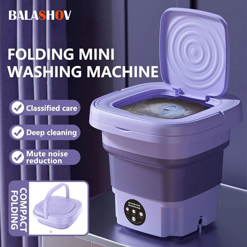 Portátil pequena máquina de lavar roupa dobrável, Spin Dryer para meias calcinha, Mini máquina de lavar roupa doméstica, 8L