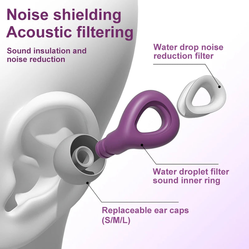 Tampões de ouvido impermeáveis para dormir, redução de ruído, proteção de orelha, tapones para dormir, 1 conjunto