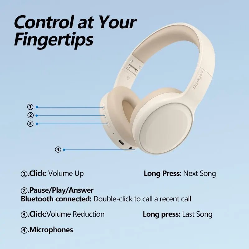 Lenovo-TH30 Fones de ouvido sem fio com microfone, Bluetooth 5.3 fones de ouvido, fone de ouvido esportivo, música Earbuds, 250mAh