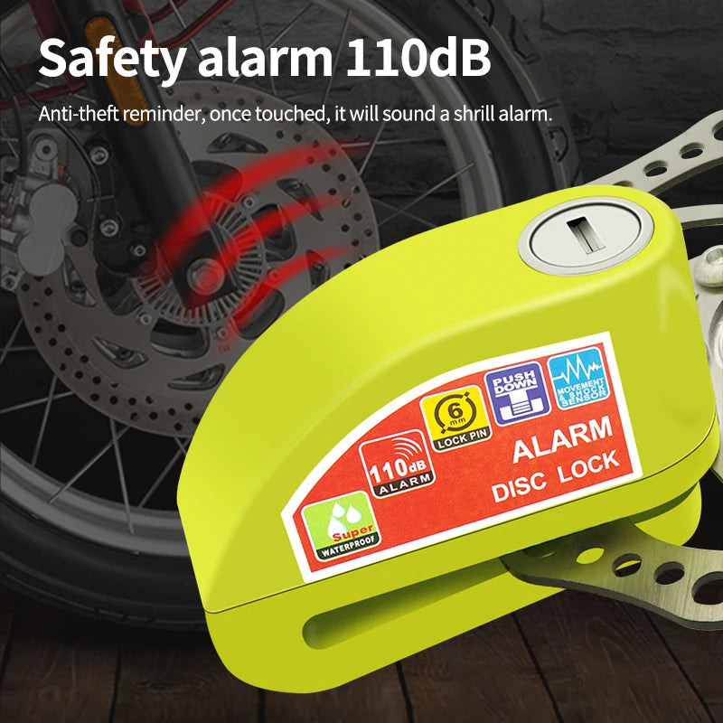 Anti-Theft Rope Lock para motocicleta e bicicleta, Cadeado de proteção de disco, Alarme de segurança.